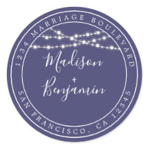 Chic Rustic Light Navy Blue Wedding Rücksendeadres