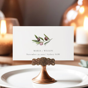 Chic Rustic Minimal Olive Branch Fauna Hochzeit Platzkarte