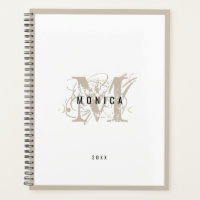 Chic Rustic Modern Beige Monogram School Office