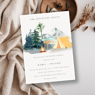 Chic Rustic Pine Woods Camping Mountain Wedding Einladung