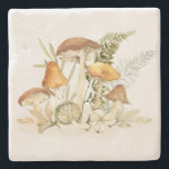Chic Rustic Rust Orange Mushroom Fern Foliage Steinuntersetzer<br><div class="desc">For any further customisation or any other matching items,  please feel free to contact me at yellowfebstudio@gmail.com</div>