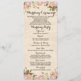 Chic Rustic Watercolor Floral Wedding Program Card Programm