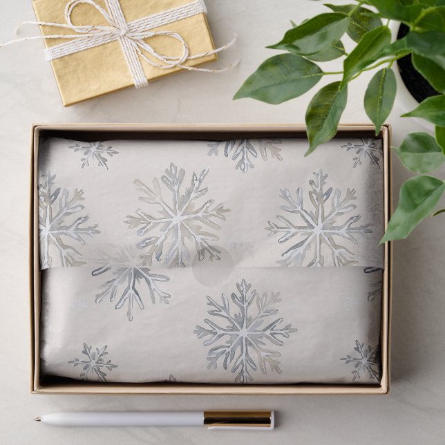 Chic Rustic Weihnachtscreme Schneeflocken Seidenpapier (Geschenk)