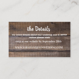 Chic Rustic Wood Wedding Website RSVP Card Visitenkarte
