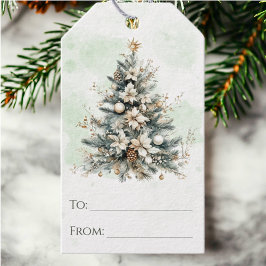 Chic Rustic Woodland Watercolor Weihnachtsbaum Geschenkanhänger