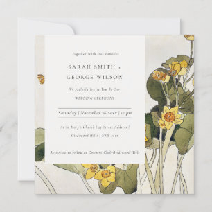 Chic Rustic Yellow Daffodil Floral Wedite Einladun Dankeskarte