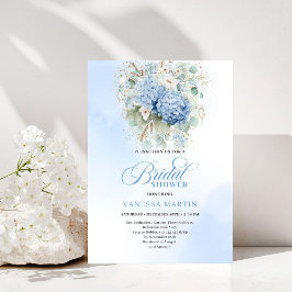Chic-rustikale bohemian blaue Hortensien-Brautjung Einladung