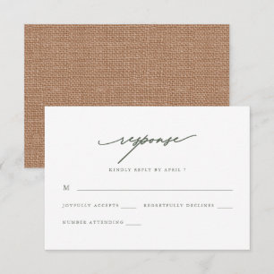 Chic Sage and Burlap Wedding Rsvp Response Karte