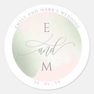 Chic Sage and Pink Wedding Umschlag Aufkleber / Ge