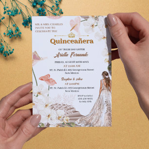 Chic Sage & Blush Blues Quinceñera Einladung