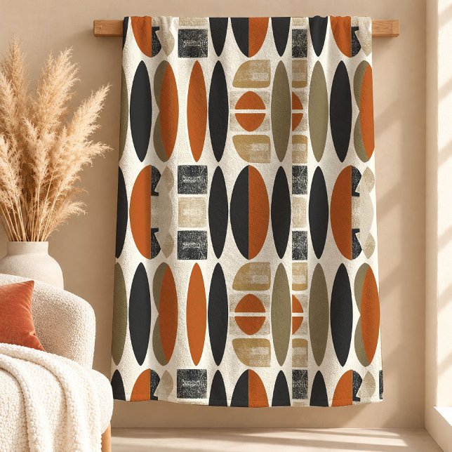 Chic Sage Dusty Green Rust Boho Shapes Decke (Chic Sage Dusty Green Rust Boho Shapes Blanket)