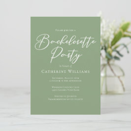 Chic Sage Green Bachelorette Party Einladung