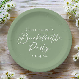Chic Sage Green Bachelorette Party Personalized Pappteller