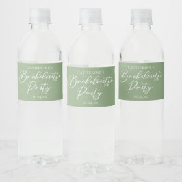 Chic Sage Green Bachelorette Party Personalized Wasserflaschenetikett