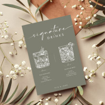 Chic Sage Green Bar Signature Drinks Hochzeitszeic