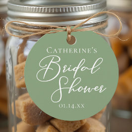 Chic Sage Green Brautparty Personalisiert Geschenkanhänger