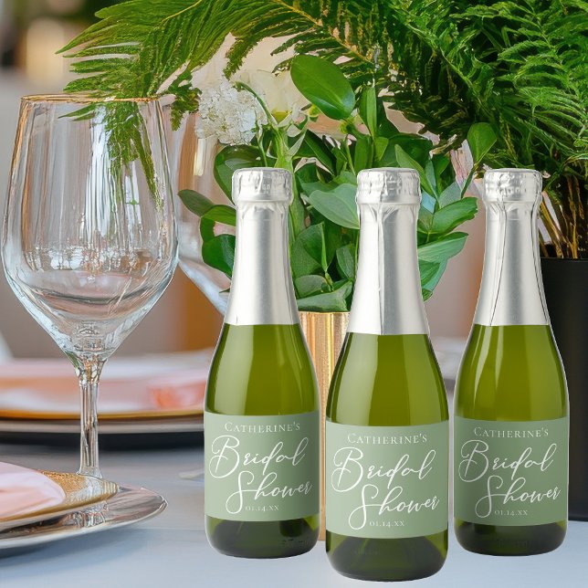 Chic Sage Green Brautparty Personalisiert Mini (Von Creator hochgeladen)
