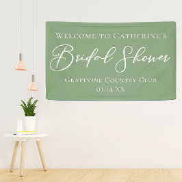 Chic Sage Green Brautparty Personalisiert Willkomm Banner