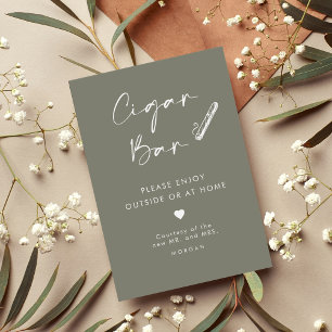 Chic Sage Green Gevor Cigar Bar Wedding Sign Poster