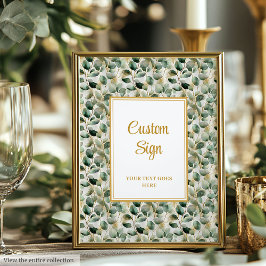 Chic Sage Green Gold Blätter Hochzeit Custom Poste Poster