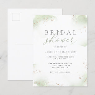 Chic Sage Green Gold Dust Brautparty Einladungspostkarte