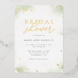 Chic Sage Green Gold Dust Brautparty Folieneinladung