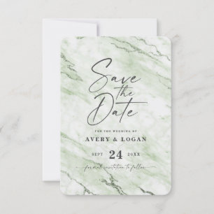 Chic Sage Green Marbour mit Juniper Foil Details Save The Date