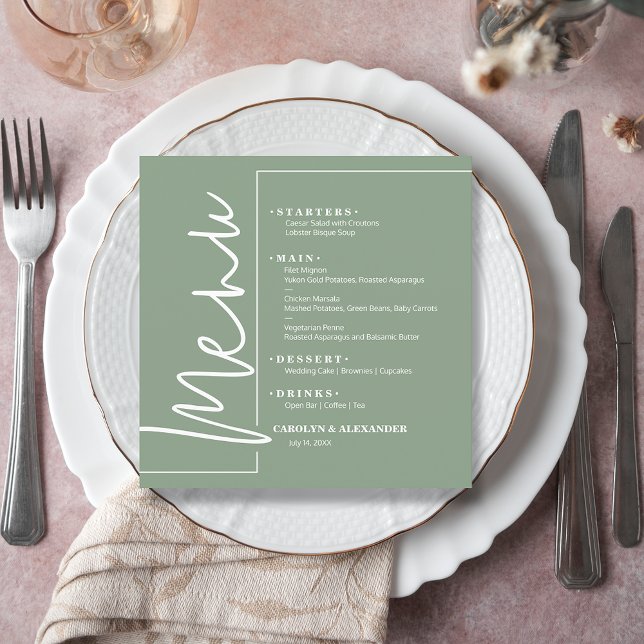 Chic Sage Green Menükarte (Chic Sage Green Menu Cards)