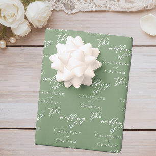 Chic Sage Green Personalisiert Wedding Geschenkpapier Set