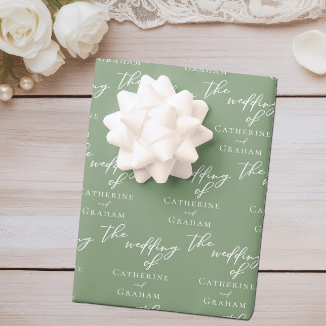 Chic Sage Green Personalisiert Wedding Geschenkpapier Set (Von Creator hochgeladen)