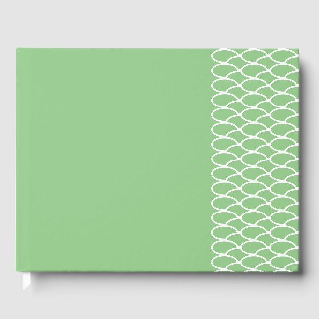 Chic Sage Green Right Offset Tile Waves Muster Gästebuch (Vorderseite)