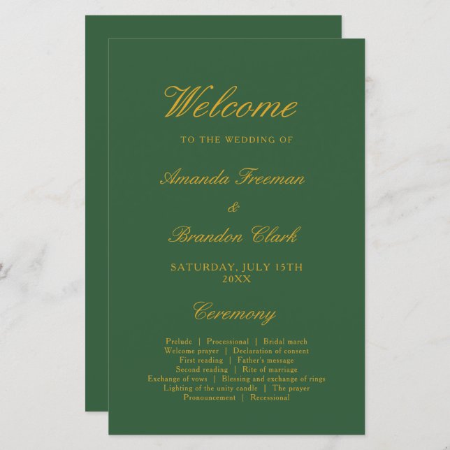 Chic Sage Green und Gold Elegante Hochzeit (Vorne/Hinten)