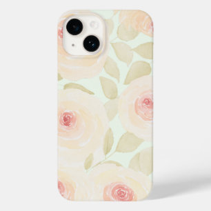 Chic Sage Green und Pink Rose Watercolor Case-Mate iPhone 14 Hülle