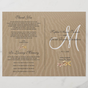 Chic Sand and and Starfish Beach Wedding Program Flyer