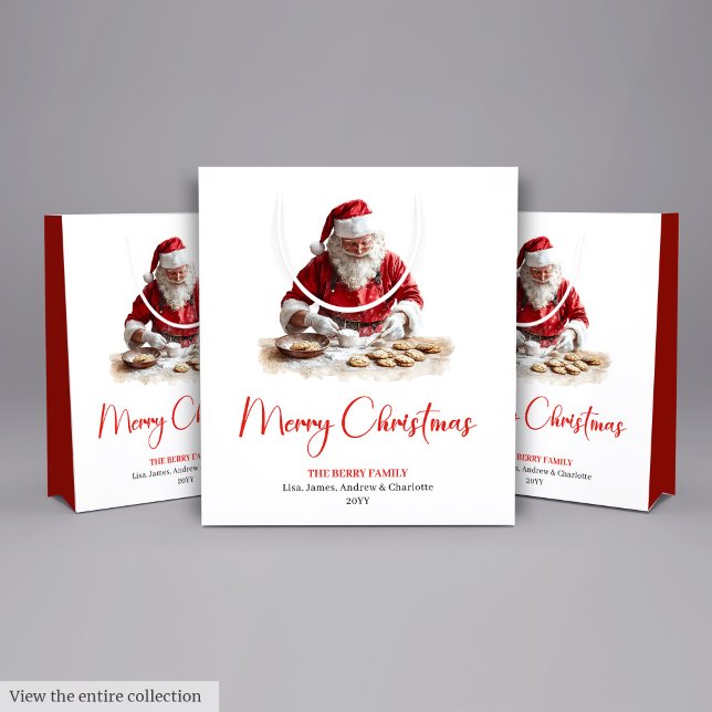 Chic Santa Claus Trendy Editable Christmas Bags Mittlere Geschenktüte (Chic Santa Claus Trendy Editable Christmas Gift Bag)