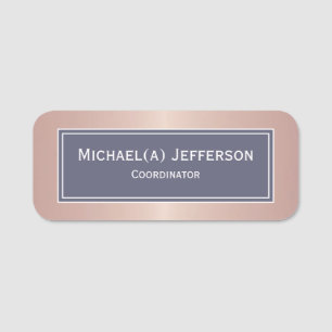 Chic Sapphire Dark Blue & Rose Gold Metallic Pink Namensschild