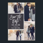 Chic Save the Date 4-Foto Collage Card<br><div class="desc">Diese moderne Save the Date Fotokarte verfügt über eine 4-Foto-Collage und eine moderne Schrift mit Pinsel. Kommt mit einem Muster auf der Rückseite. Fügen Sie zusätzliche Informationen wie Ihre Hochzeitswebsite hinzu oder stellen Sie Ihren Hochzeitshashtag vor. Kontaktieren Sie unseren Designerladen für weitere Farboptionen/Variationen.</div>