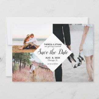 Chic Save the Date Foto Collage Wedding Einladung