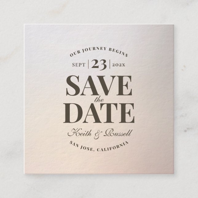 Chic Save the Date QR Code Wedding Website Begleitkarte (Vorderseite)