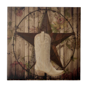 Chic Scheune Holz Texas Star Western Cowgirl Fliese