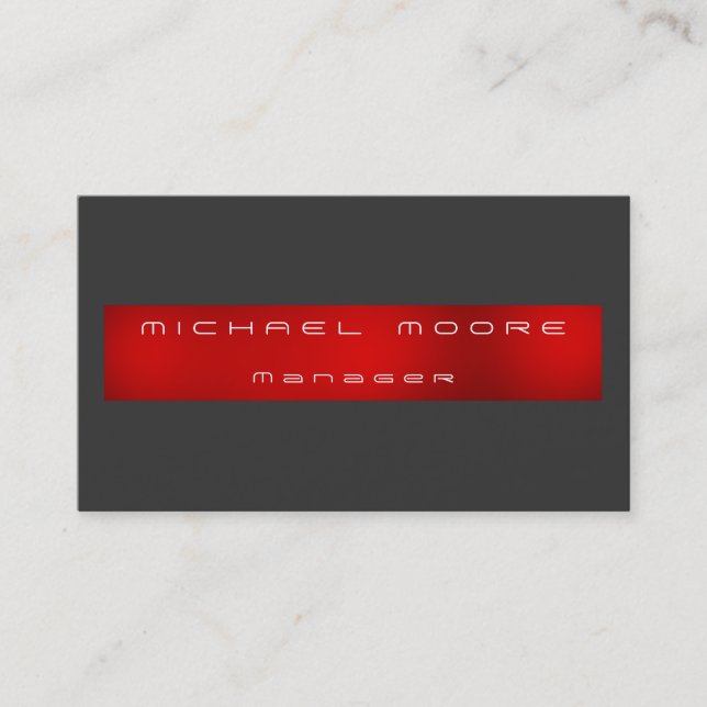 Chic Schlicht Gray Red Strip Manager Business Card Visitenkarte (Vorderseite)