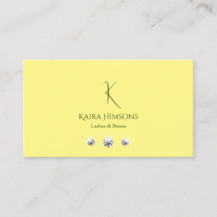 Chic Schlicht Light Yellow mit Monogram und Juwele Visitenkarte