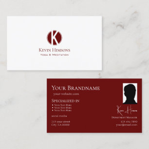 Chic Schlicht White Wine Red mit Monogram und Foto Visitenkarte