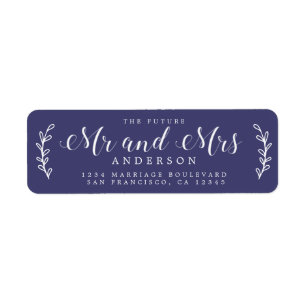 Chic Schrift Future Mr Mrs Navy Blau Rücksendeadre