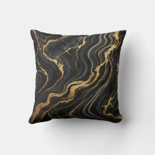 Chic Schwarz & Gold Metallisch Marmor-Look Glamour Kissen