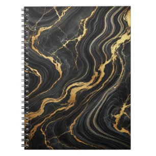 Chic Schwarz & Gold Metallisch Marmor-Optik Glamou Notizblock