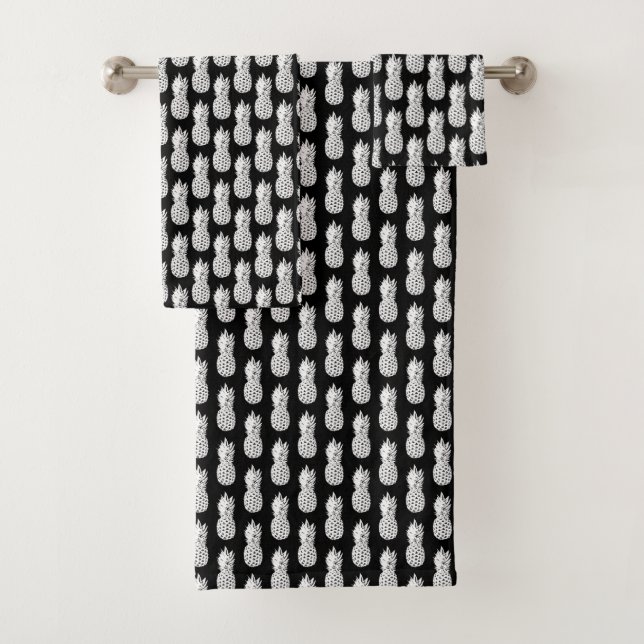 Chic Schwarz-Weiß Ananas Handtuch Set (Insitu)