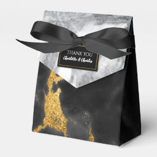 Chic Schwarz-weiß and Gold Marble Fevor Box Geschenkschachtel