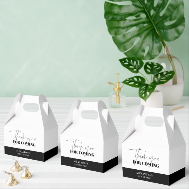 Chic Schwarz-weiß Birthday Danke Geschenkschachtel (Zahlreiche)