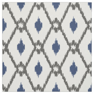 Chic Schwarz-weiß Blue Ikat Tribal Diamant Muster Stoff
